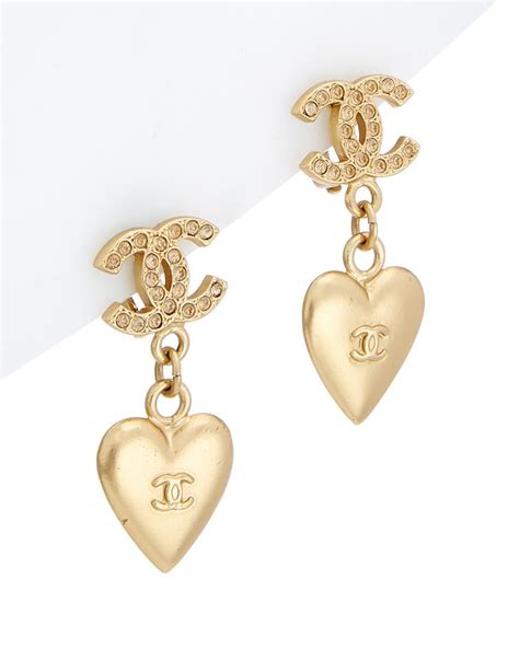 chanel gold heart earrings|chanel earrings official site.